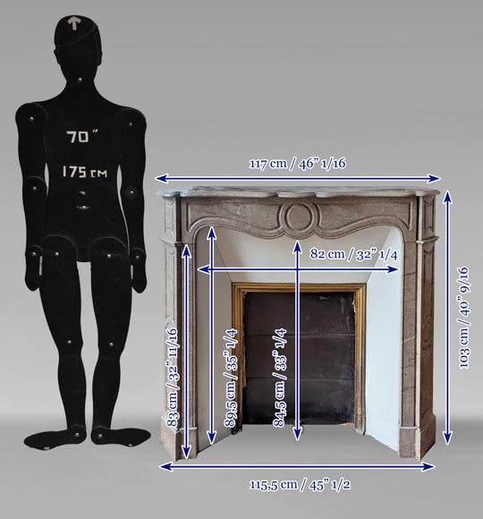 Louis XV style Pompadour mantel in Lunel marble-9
