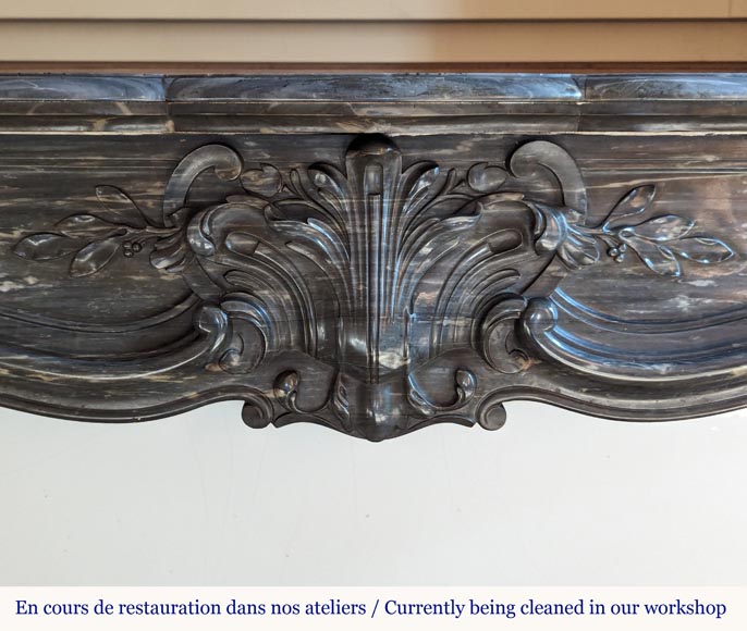 Louis XV style Turquin marble mantel with palmette motif-1