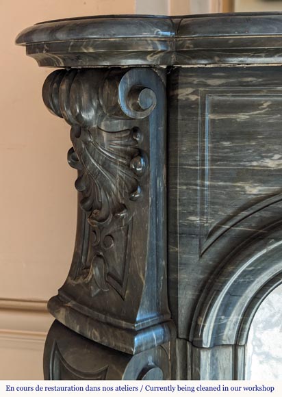 Louis XV style Turquin marble mantel with palmette motif-7