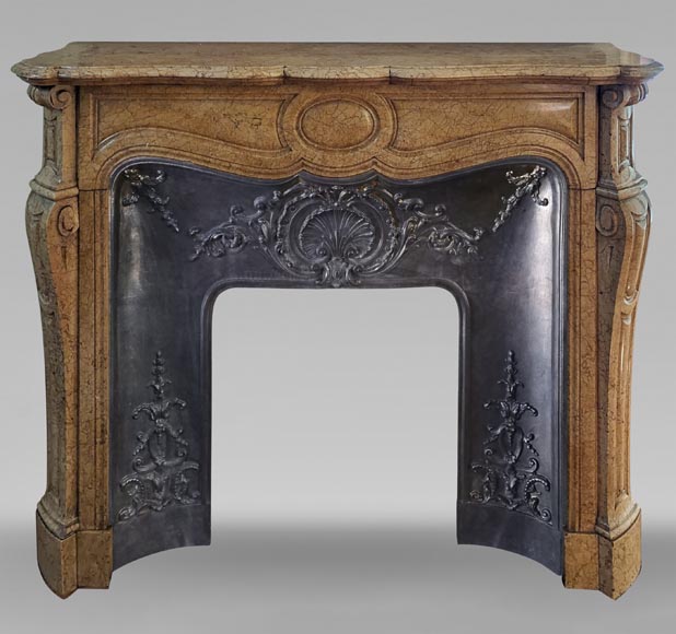 Louis XV style Pompadour mantel in Brocatel marble-0