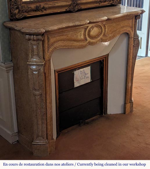 Louis XV style Pompadour mantel in Brocatel marble-2