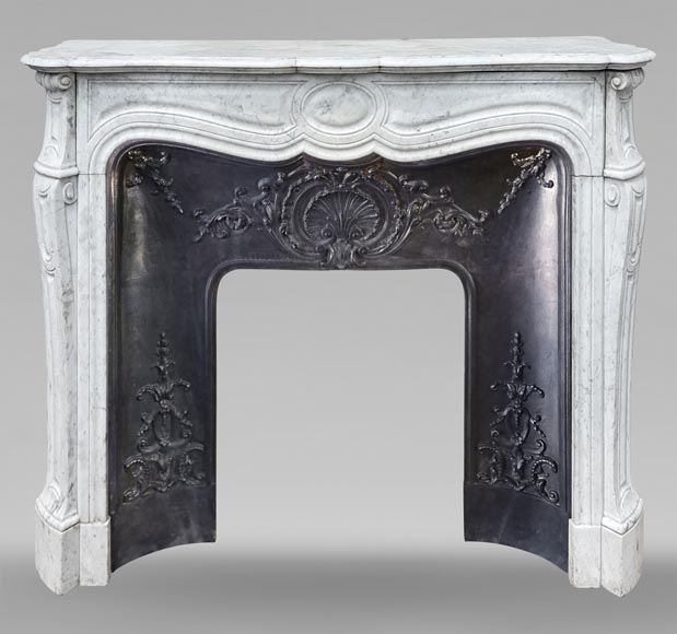 Louis XV style Pompadour mantel in Carrara marble-0