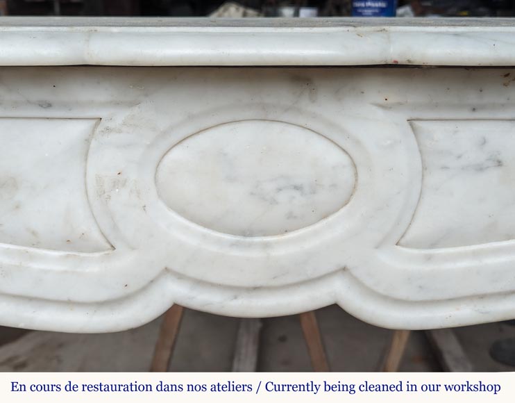 Louis XV style Pompadour mantel in Carrara marble-1