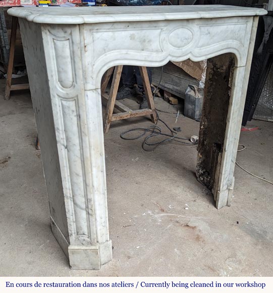 Louis XV style Pompadour mantel in Carrara marble-2