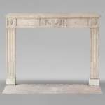 Louis XVI style mantel in finely carved marble stone