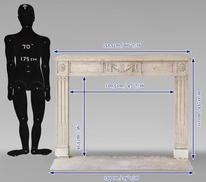 Louis XVI style mantel in finely carved marble stone-11