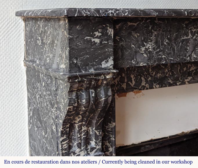 Napoleon III style mantel in Sainte Anne Gris marble-3