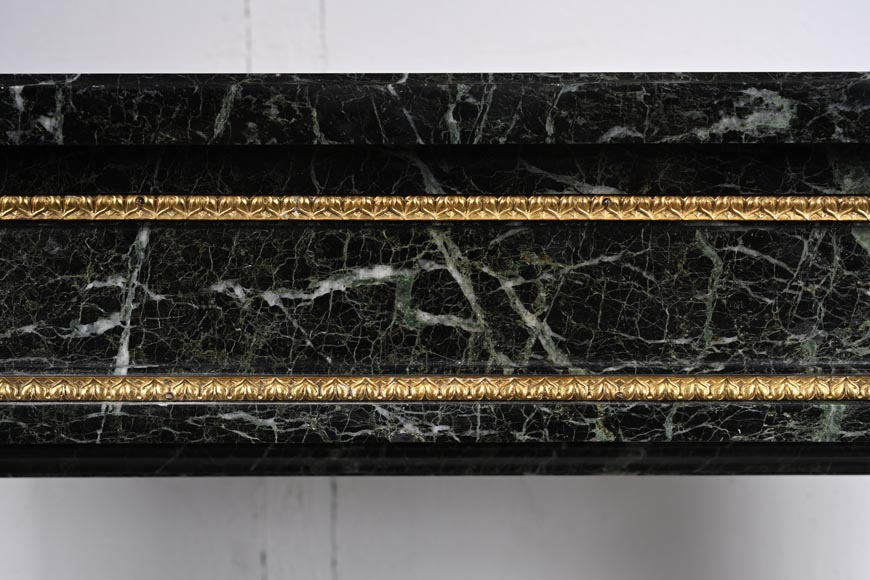 Louis XVI style mantel in Vert de Mer marble with detached columns-1