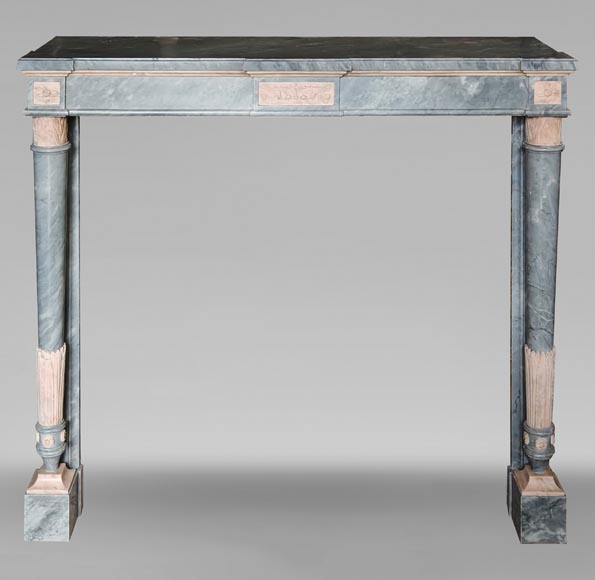 Louis XVI style mantel with detached columns in Turquin and Rose marble from Portugal-0