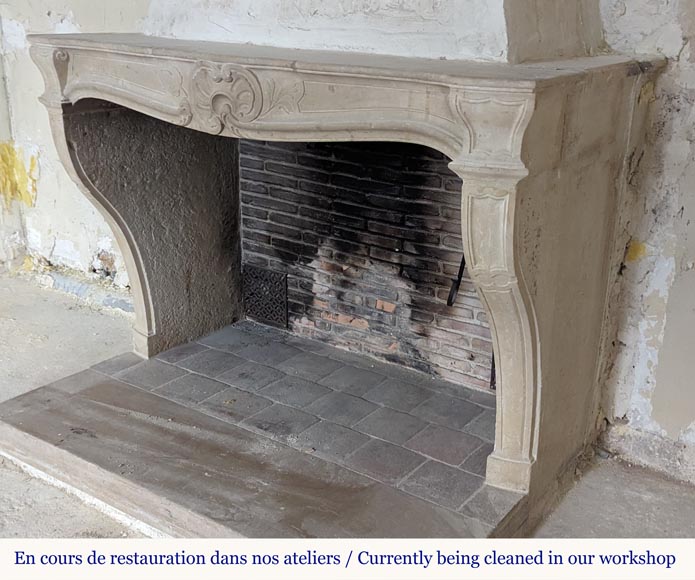 Louis XV style Bourguignonne stone mantel-7