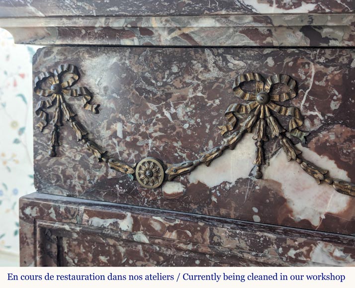 Louis XIV style mantel in Rouge de Rance marble adorned with bronze ornaments-4