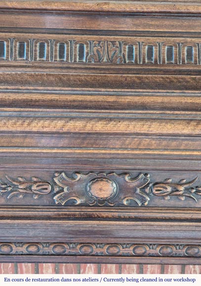 Napoleon III style walnut wood mantel with overmantel-5