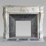 Louis XVI style curved mantel in Arabescato marble 