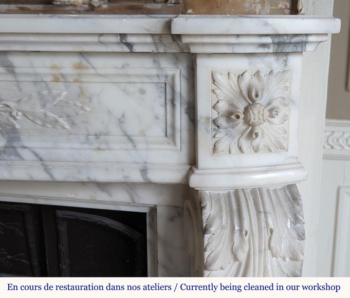 Louis XVI style curved mantel in Arabescato marble -6