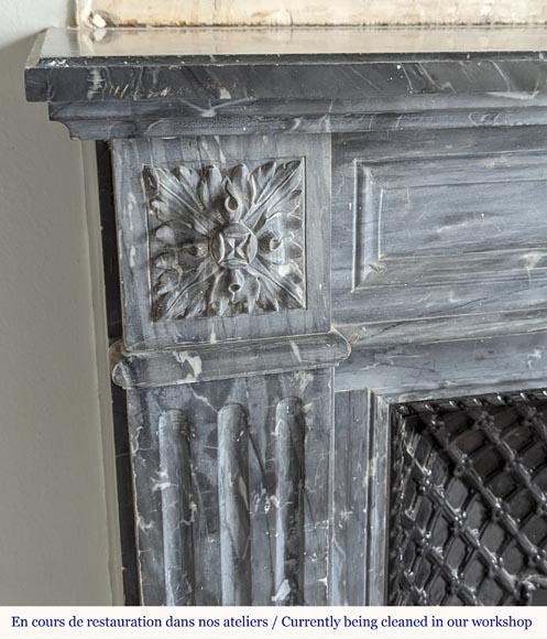 Louis XVI mantel in Turquin marble with curved flutes-3