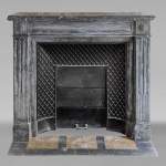 Louis XVI style mantel with moldings and carved Turquin marble mantel