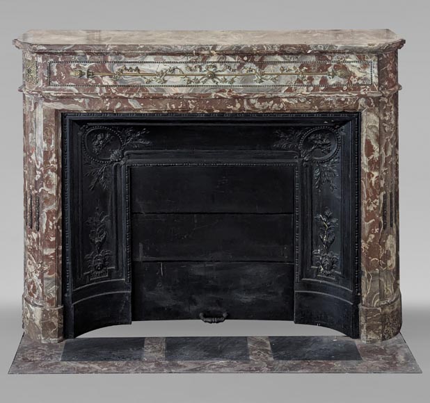 Louis XVI style mantel with rounded corners and bronze ornaments-0