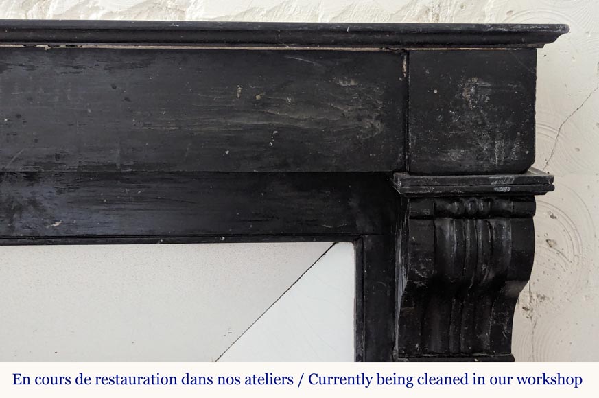 Napoleon III style mantel with black marble modillions-6