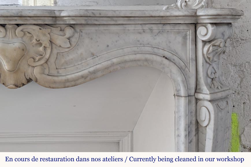 Louis XV style mantel in Carrara marble-6