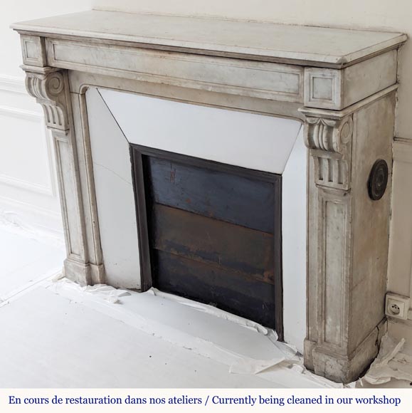 Napoleon III style mantel with modillion in Carrara marble-6