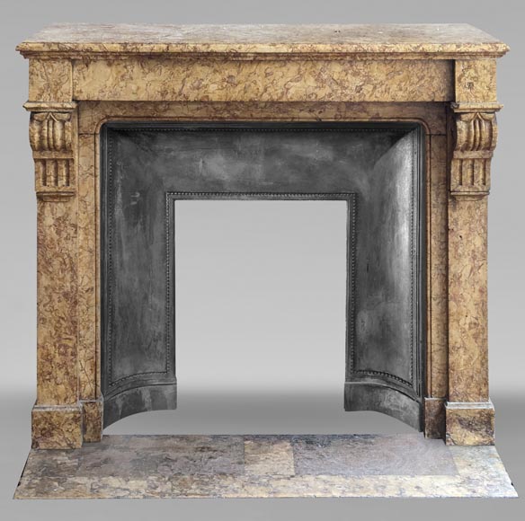 Napoleon III style mantel with modillion in Brocatelle marble-0