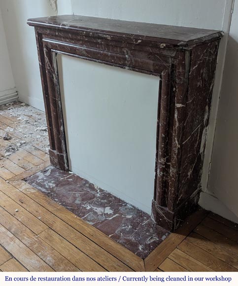 Louis XIV style mantel in Rouge du Nord marble-5