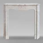 Louis XV style Pompadour flat mantel in Carrara marble