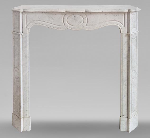 Louis XV style Pompadour flat mantel in Carrara marble-0