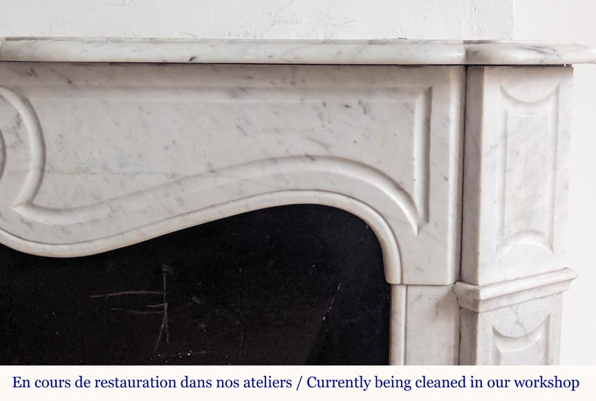 Louis XV style Pompadour flat mantel in Carrara marble-6