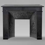 Napoleon III style simple mantel in black speckled marble