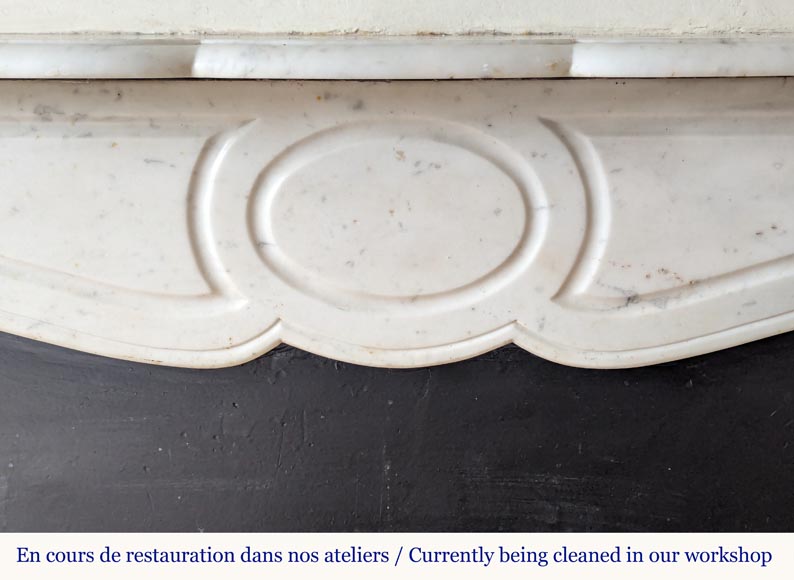 Louis XV style Pompadour mantel in Carrara marble-1