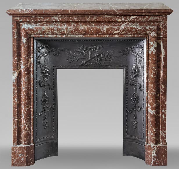 Louis XIV style mantel in Rouge du Nord marble-0