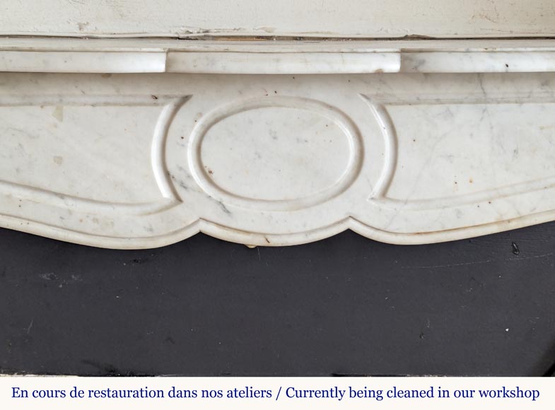 Louis XV style Pompadour mantel in Carrara marble-1