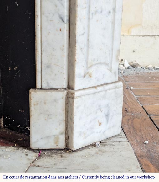 Louis XV style Pompadour mantel in Carrara marble-7