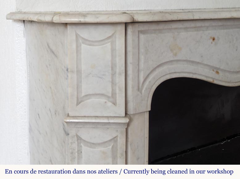 Louis XV style Pompadour mantel in Carrara marble-3