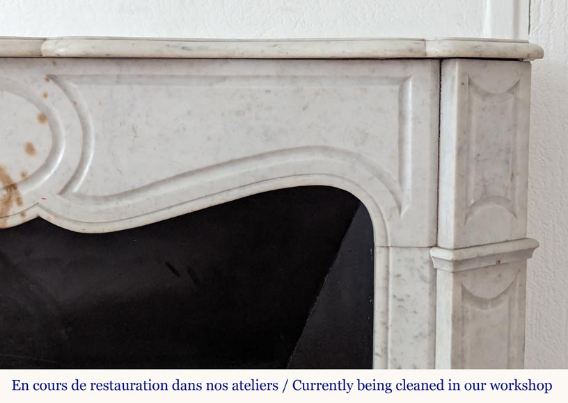 Louis XV style Pompadour mantel in Carrara marble-6