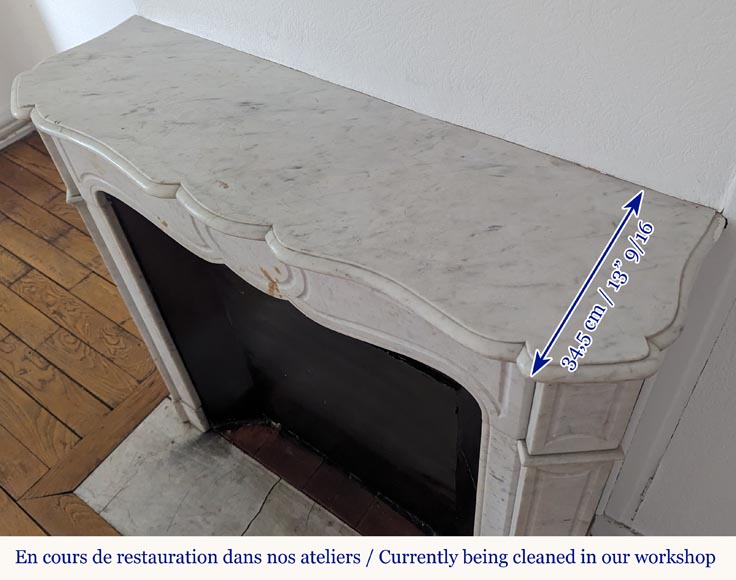 Louis XV style Pompadour mantel in Carrara marble-8