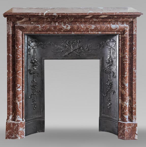 Louis XIV style mantel in Rouge du Nord marble-0