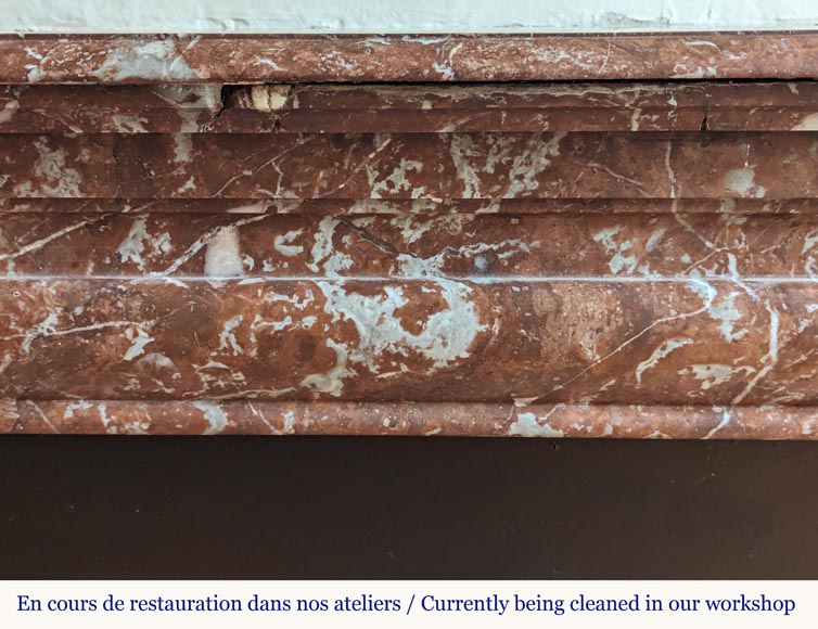 Louis XIV style mantel in Rouge du Nord marble-1