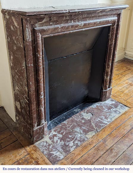 Louis XIV style mantel in Rouge du Nord marble-2