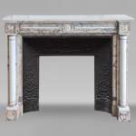 Two-tone Directoire style marble mantel decorated with butterflies