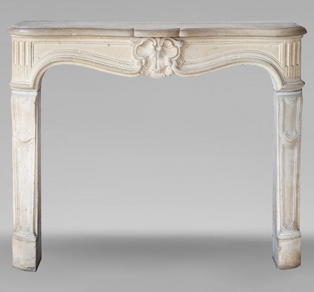 Louis XV period carved stone mantel with shell, 18th century-0