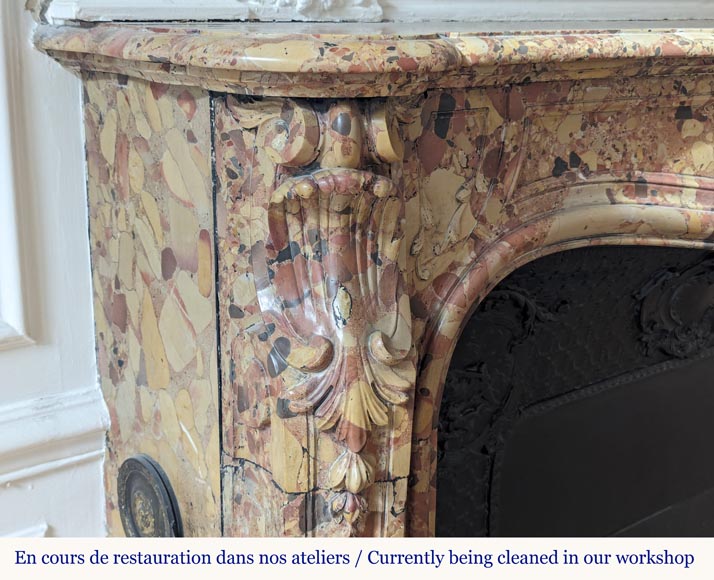 Louis XV style mantel in Aleppo Breche-5