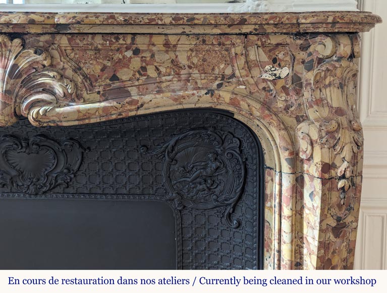 Louis XV style mantel in Aleppo Breche-10