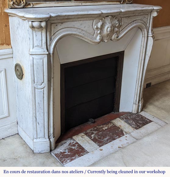 Louis XV style mantel in Carrara marble-2