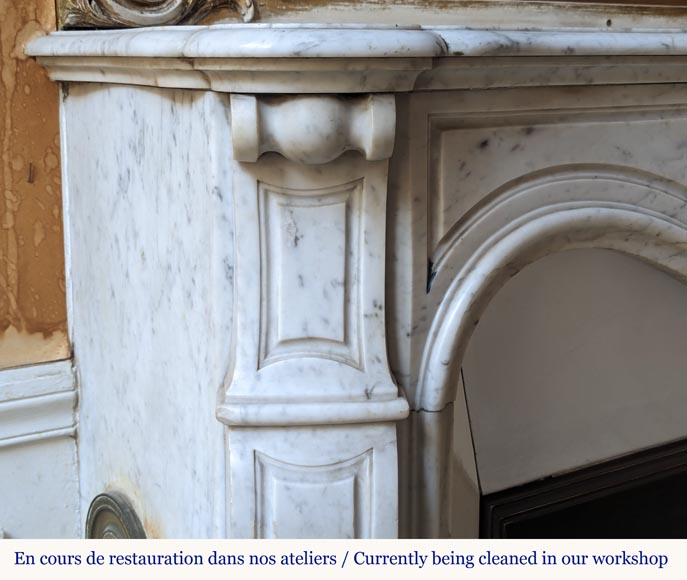 Louis XV style mantel in Carrara marble-3