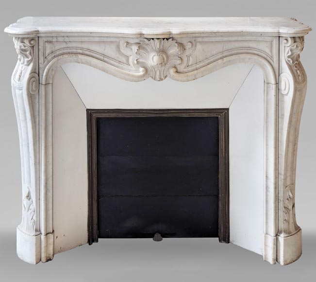 Louis XV style Carrara marble mantel with palmette motif-0