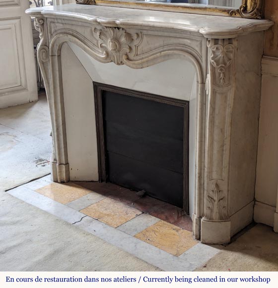 Louis XV style Carrara marble mantel with palmette motif-6