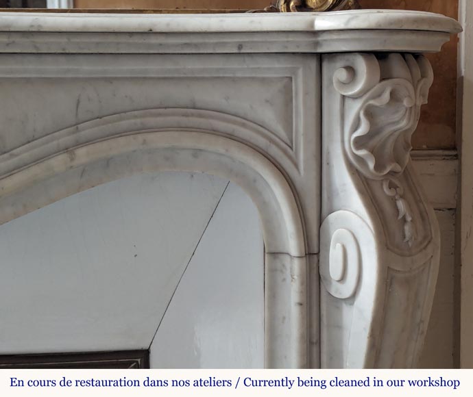 Louis XV style Carrara marble mantel with palmette motif-7