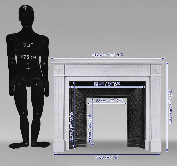 Louis XVI mantel in Carrara marble-9